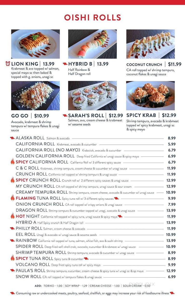 Oishi Japanese Cuisine - Kissimmee, FL menu_pic