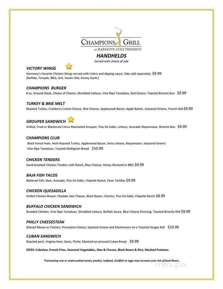Champions Grill - Harmony, FL menu_pic