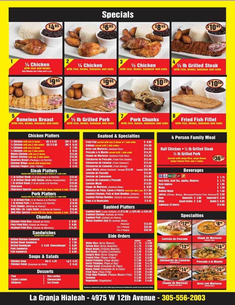 La Granja - Hialeah Gardens, FL menu_pic