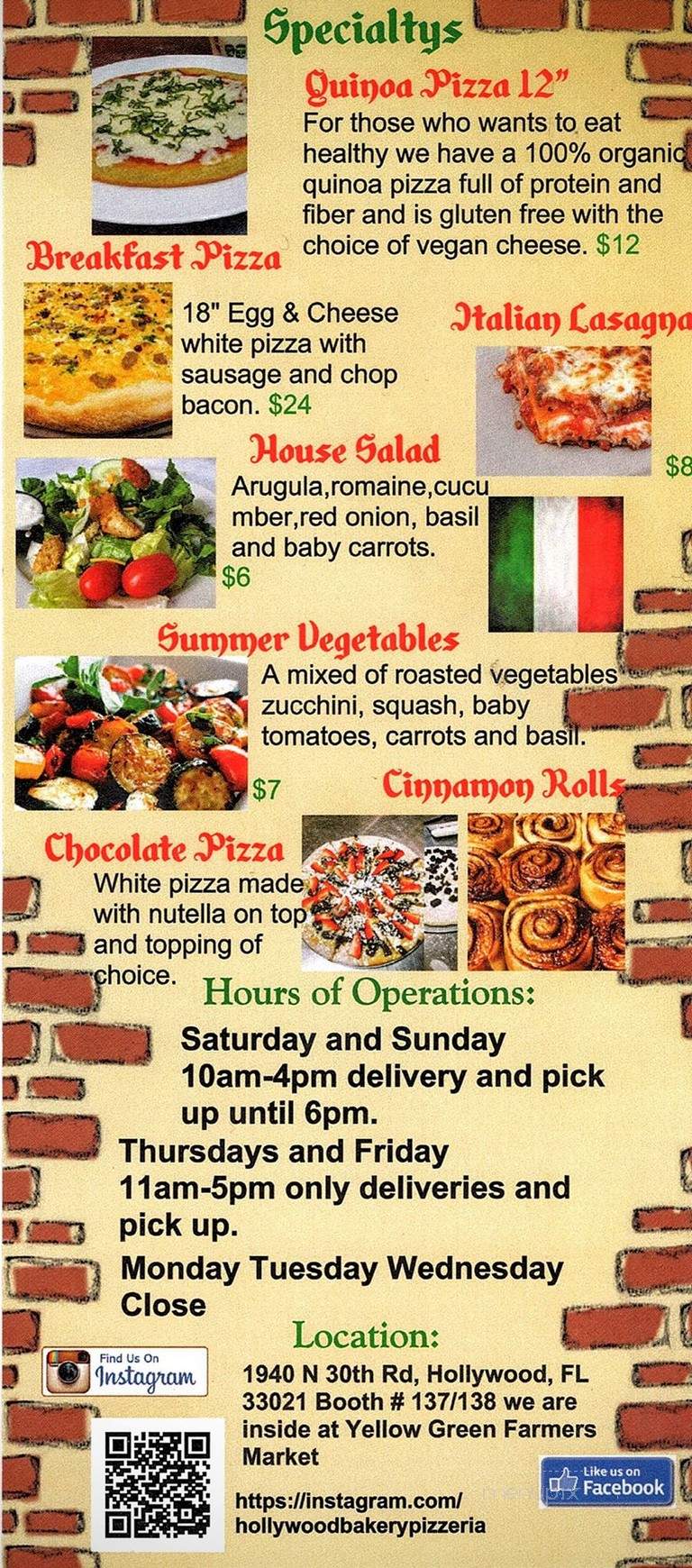 Hollywood Bakery & Pizzeria - Hollywood, FL menu_pic