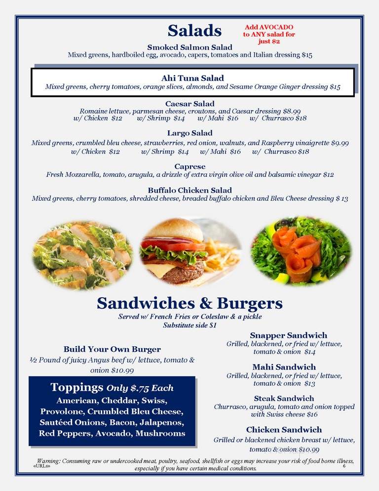Largo Bar & Grill - Miami, FL menu_pic