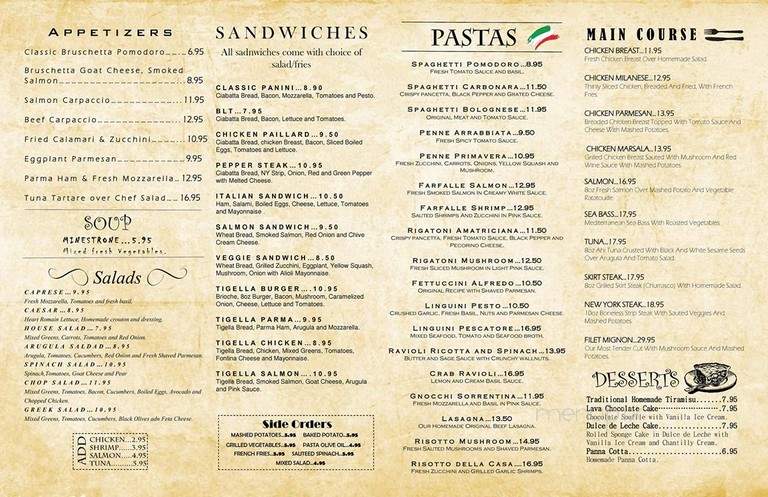Wine&Tigella - Miami, FL menu_pic