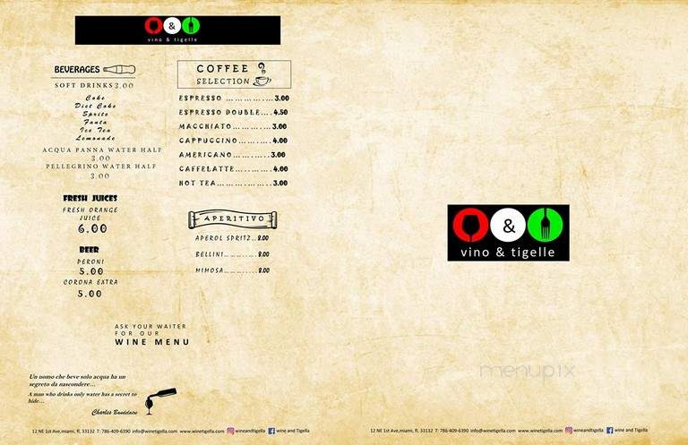 Wine&Tigella - Miami, FL menu_pic