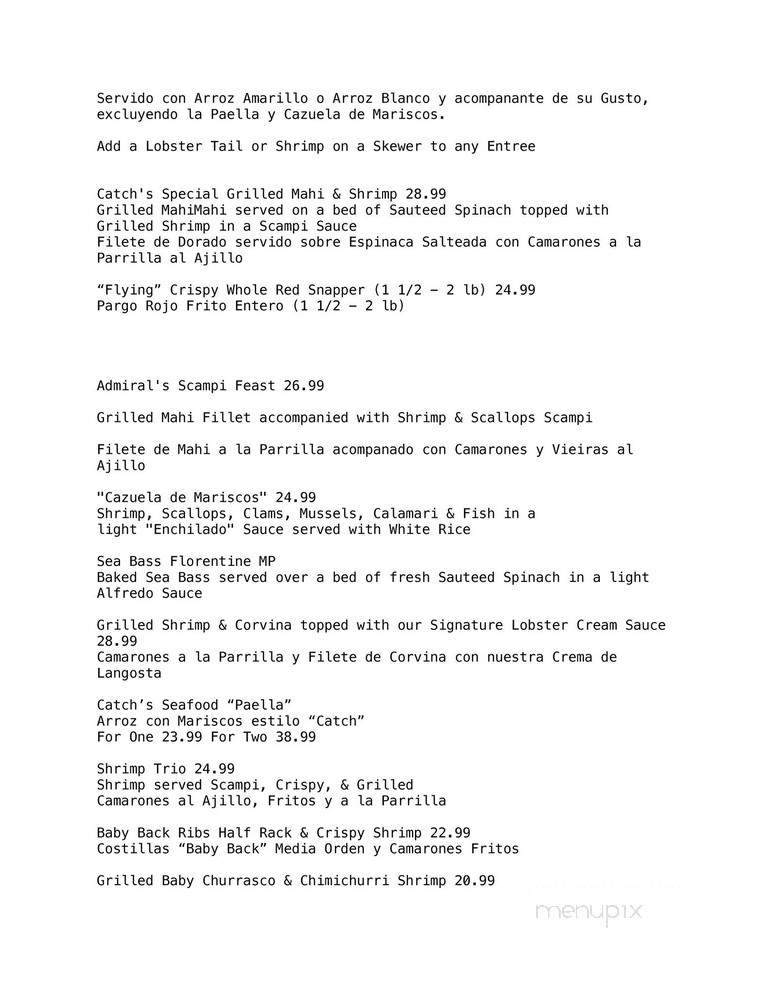 Catch Grill & Bar - Miami, FL menu_pic