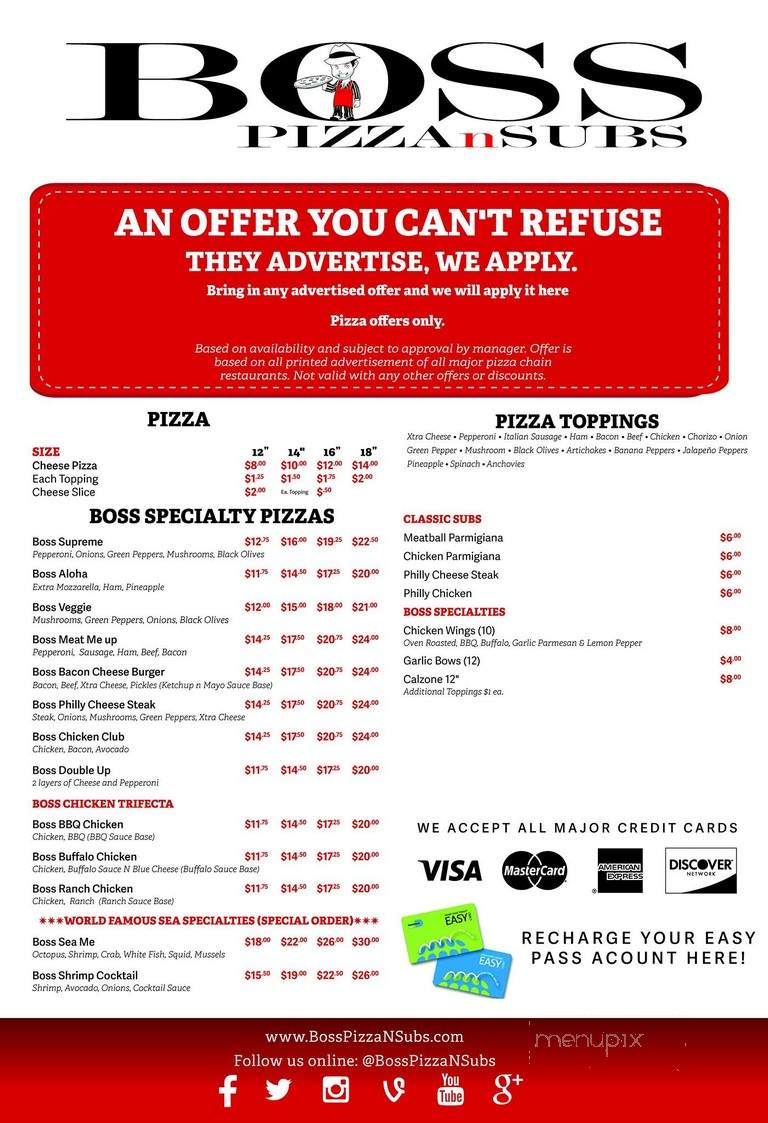 Boss Pizza N Subs - North Miami Beach, FL menu_pic