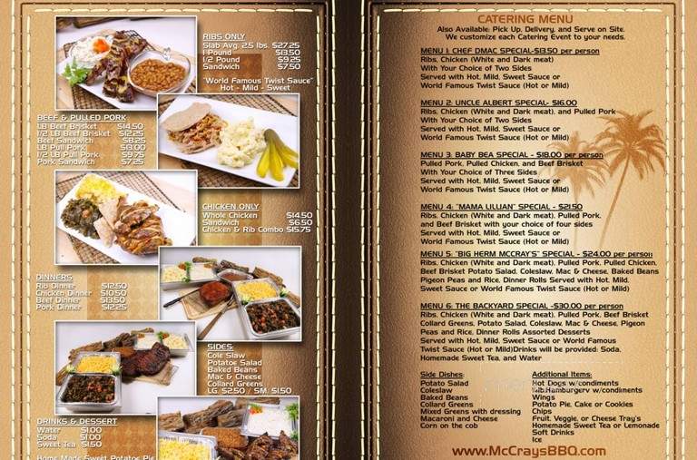 McCray's II Backyard BBQ - West Palm Beach, FL menu_pic