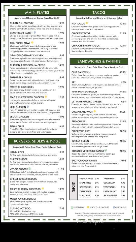 The Beach Club - Lake Worth, FL menu_pic