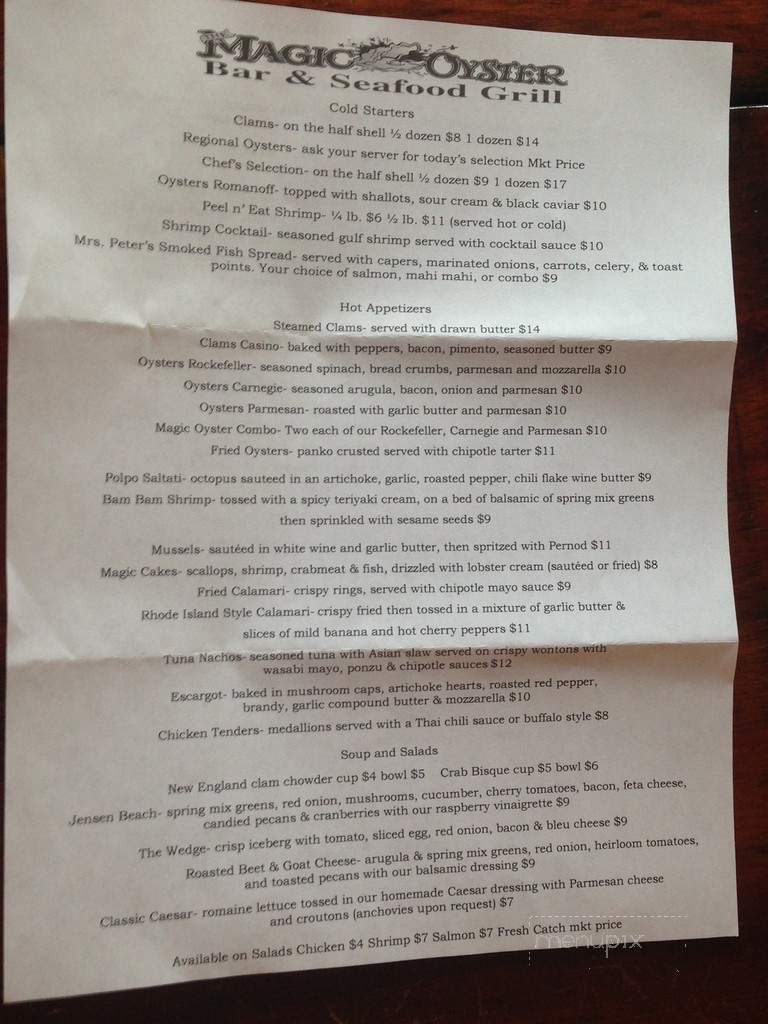 The Magic Oyster - Jensen Beach, FL menu_pic