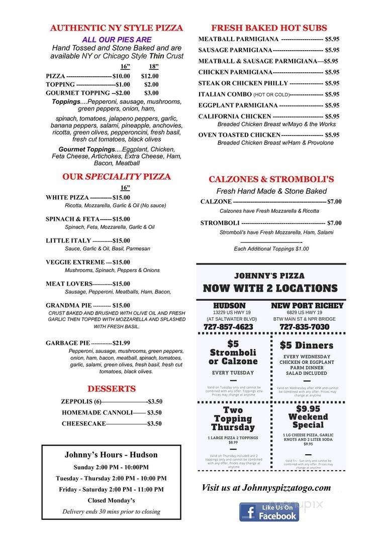 Villano's Italian Restaurant & Pizzeria - Hudson, FL menu_pic