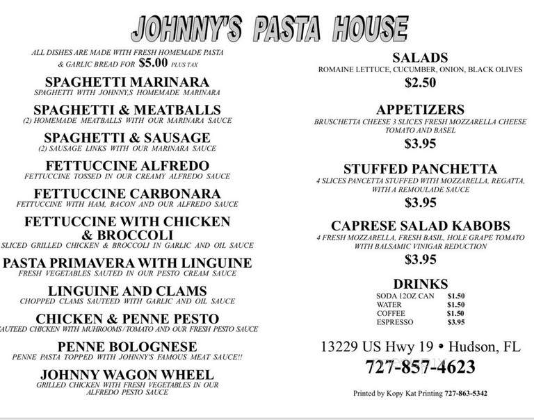 Villano's Italian Restaurant & Pizzeria - Hudson, FL menu_pic