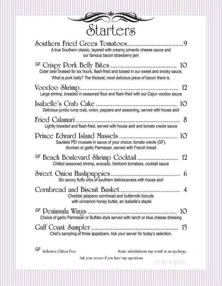 Isabelle's - Gulfport, FL menu_pic