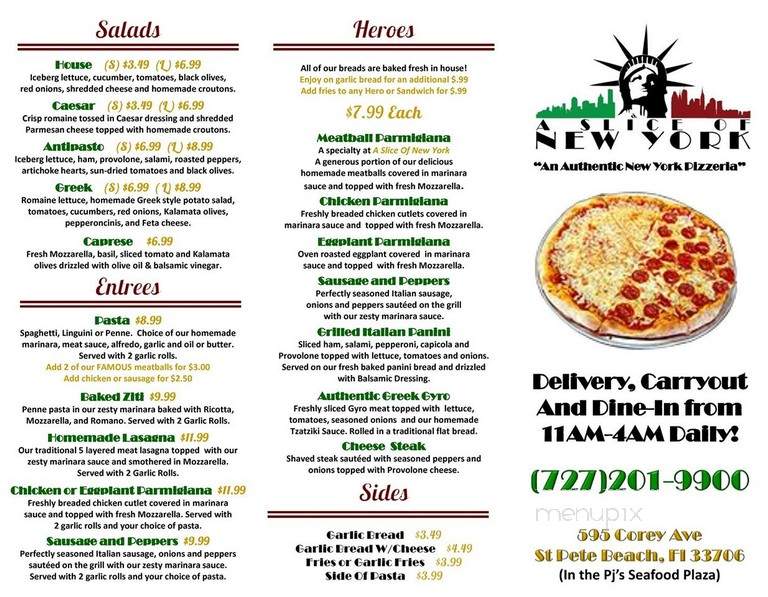 A Slice Of New York - St Pete Beach, FL menu_pic