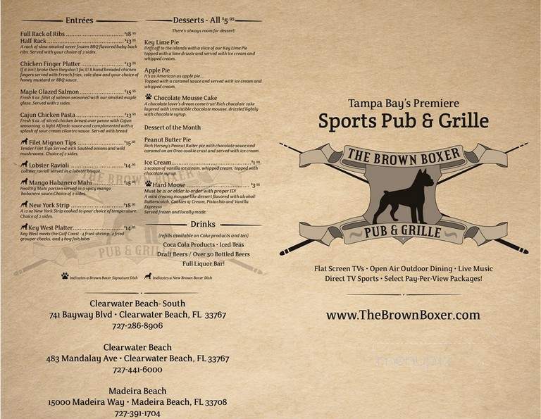 The Brown Boxer Pub and Grille - Madeira Beach, FL menu_pic