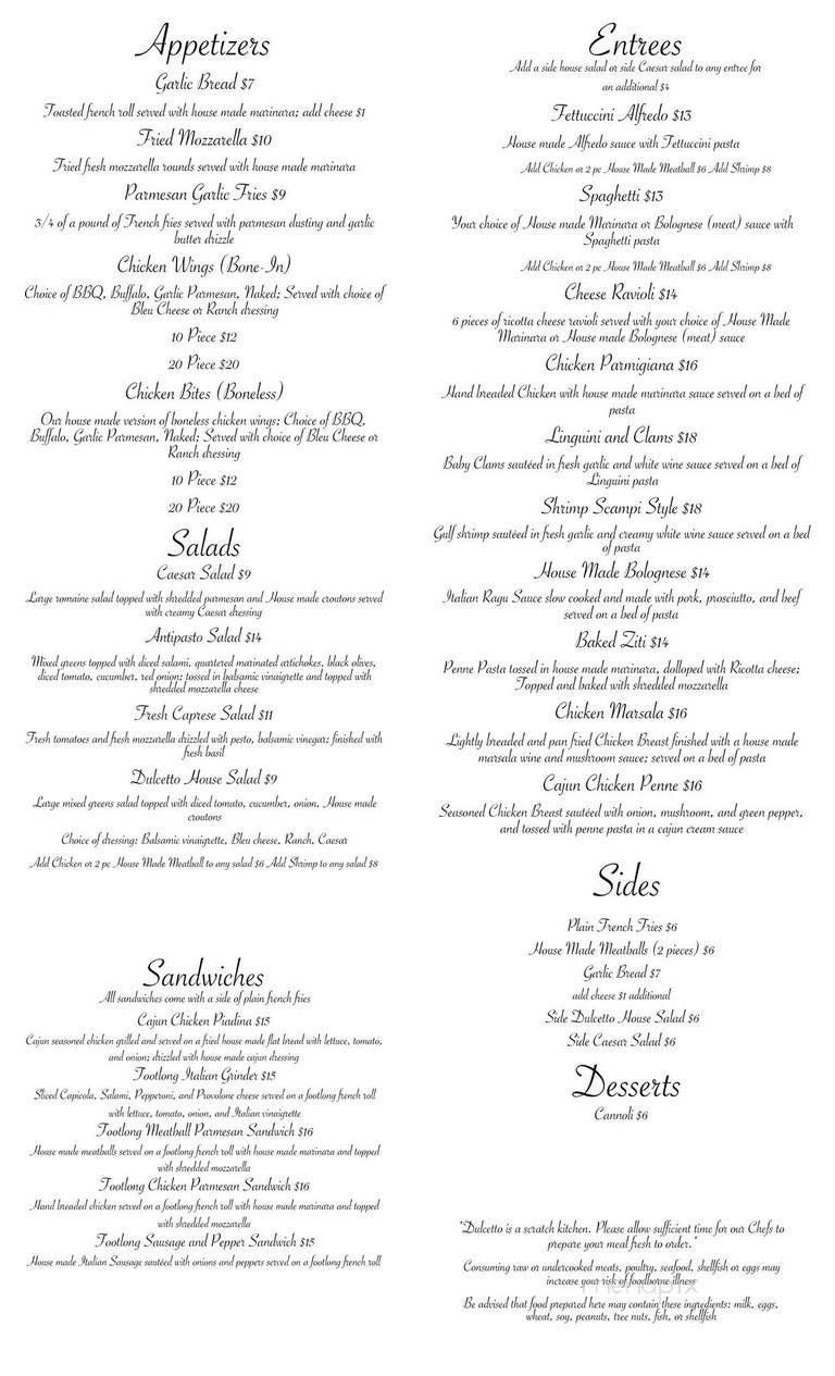 Dulcetto - Champions Gate, FL menu_pic