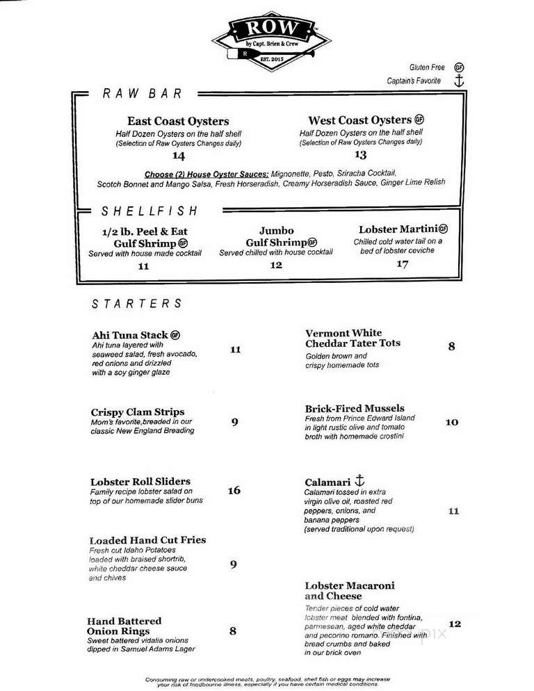 ROW By Capt. Brien & Crew - Naples, FL menu_pic