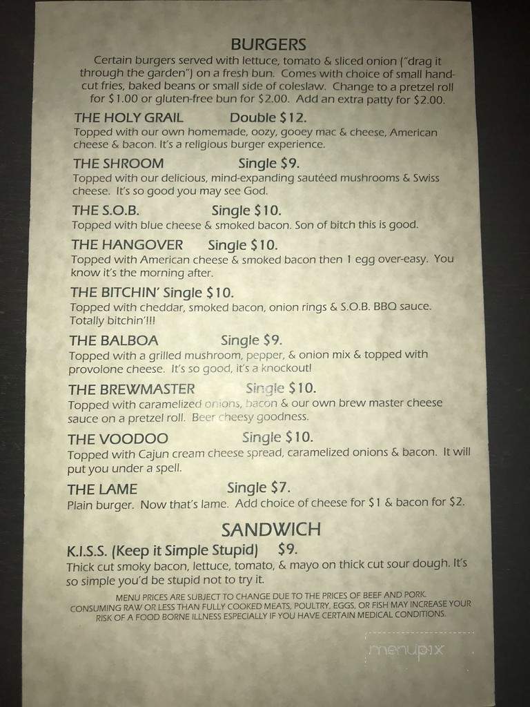 SOB Burgers - Bradenton, FL menu_pic