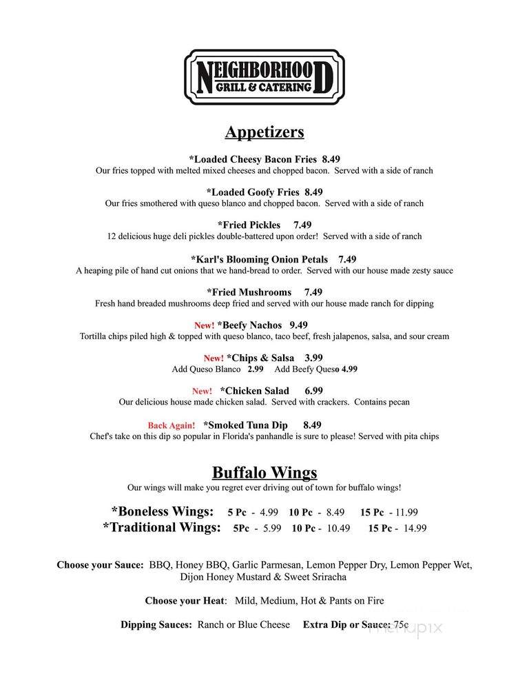 Neighborhood Grill & Catering - Clanton, AL menu_pic