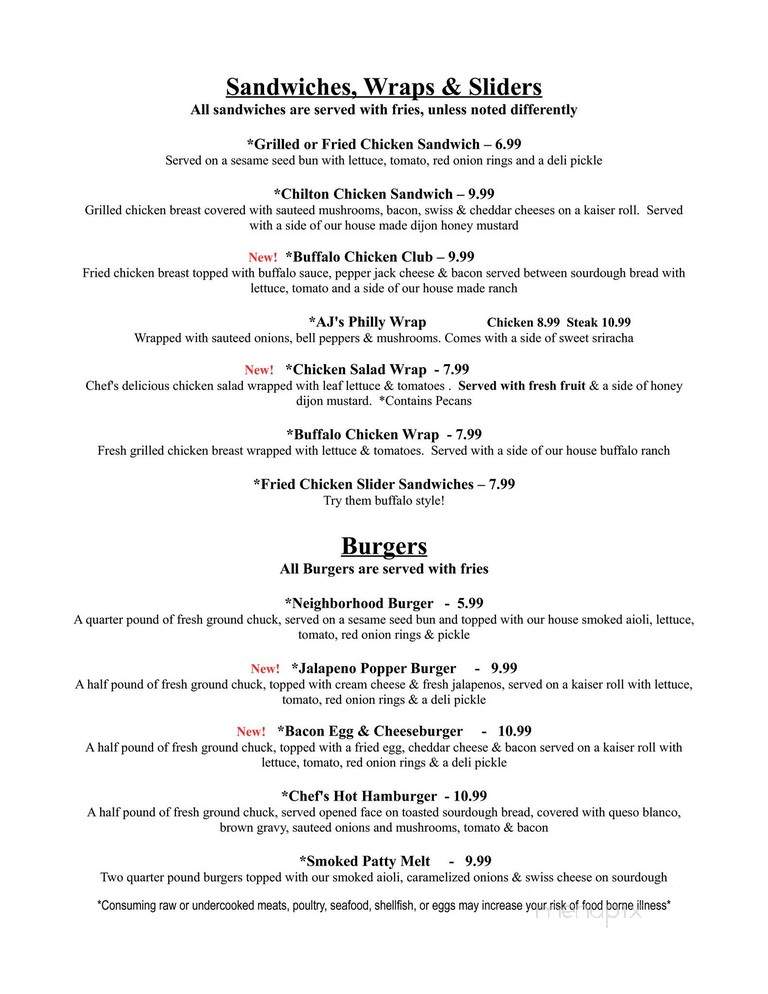 Neighborhood Grill & Catering - Clanton, AL menu_pic