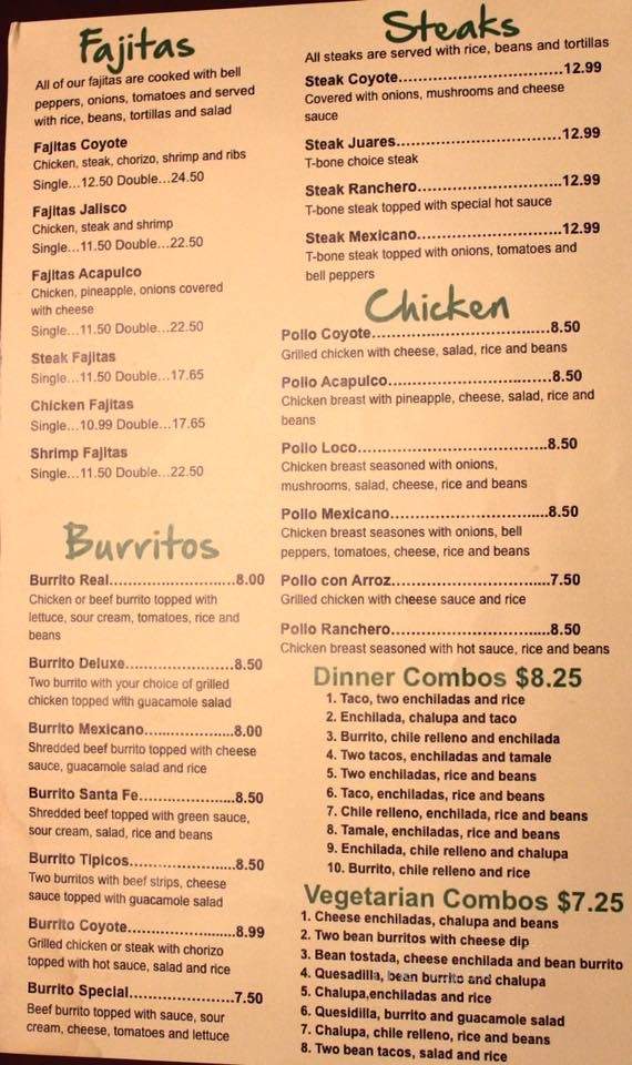El Coyote #2 - Huntsville, AL menu_pic