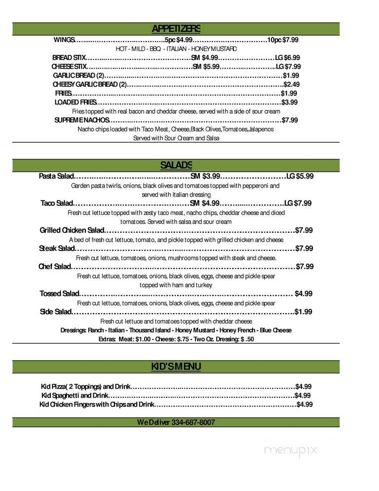 The Slice - Eufaula, AL menu_pic