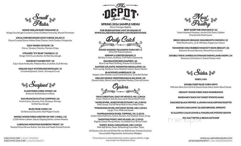 The Depot - Auburn, AL menu_pic