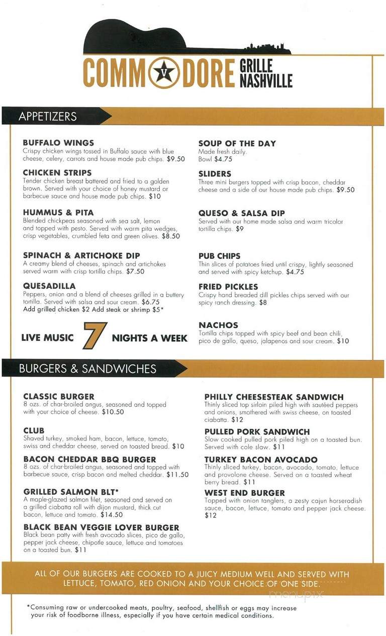 Commodore Grille - Nashville, TN menu_pic
