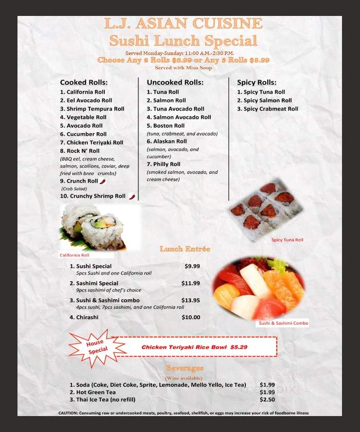 LJ Asian Cuisine - Nashville, TN menu_pic