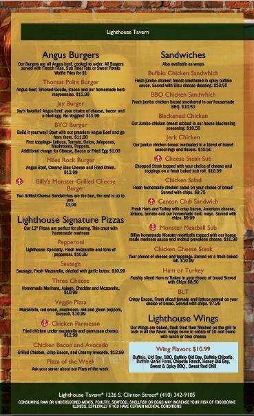 Lighthouse Tavern - Baltimore, MD menu_pic