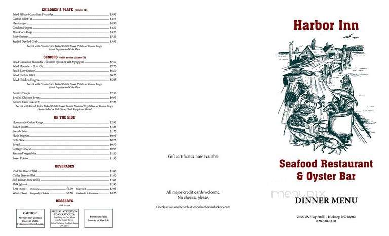 Harbor Inn Seafood - Hickory, NC menu_pic