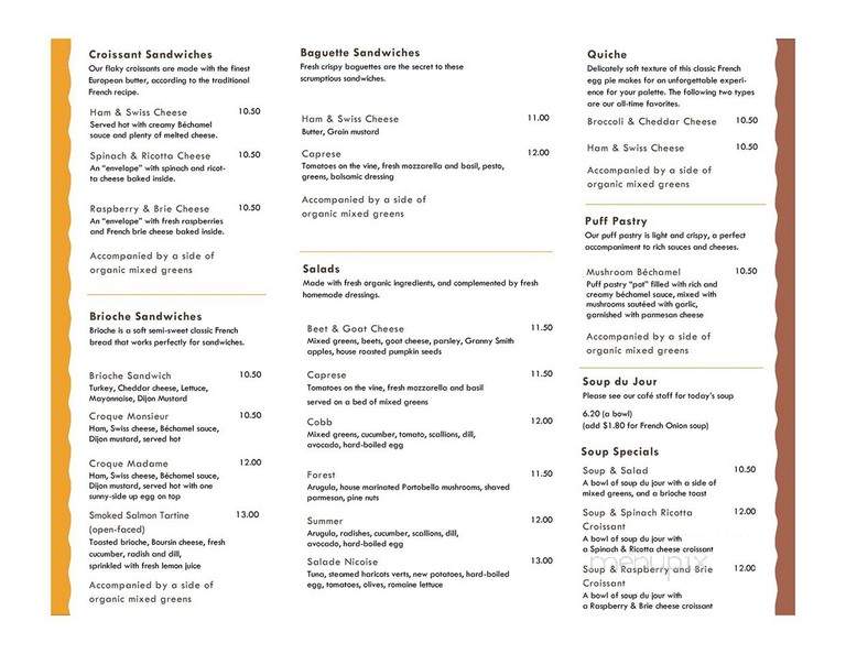 Patisserie Lenox - Lenox, MA menu_pic