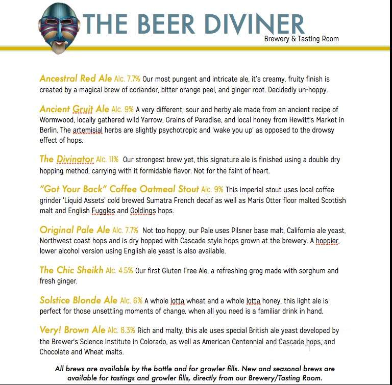The Beer Diviner - Cherry Plain, NY menu_pic