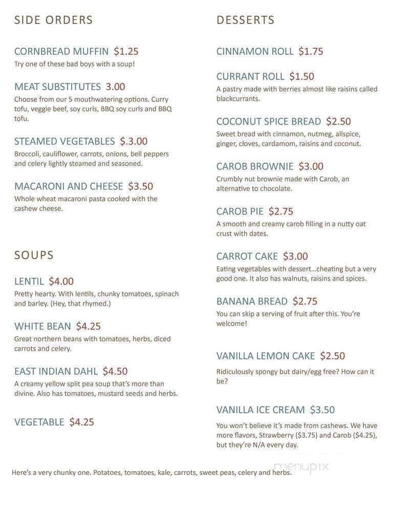 Living Well Vegetarian Restaurant - Huntingdon, TN menu_pic