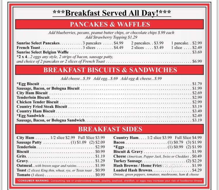 Sample's Family Restaurant - Estill Springs, TN menu_pic
