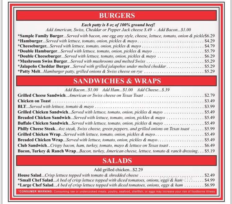Sample's Family Restaurant - Estill Springs, TN menu_pic