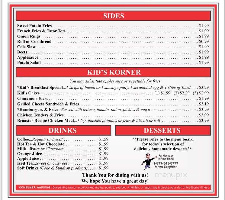 Sample's Family Restaurant - Estill Springs, TN menu_pic