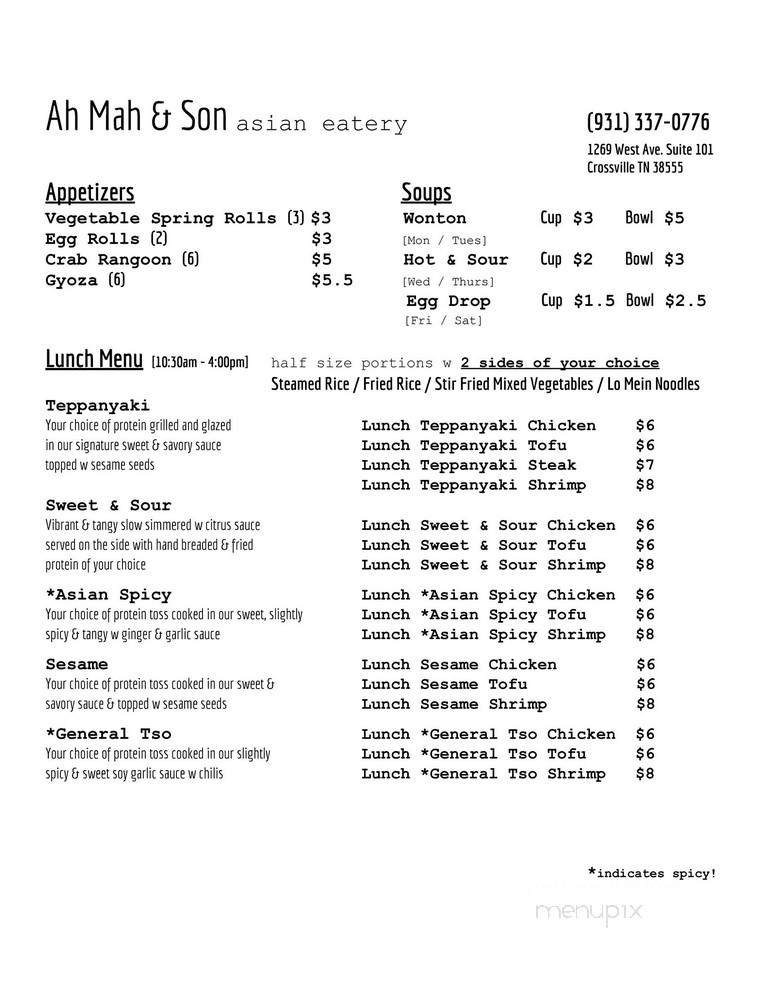 Golden Chopsticks - Crossville, TN menu_pic