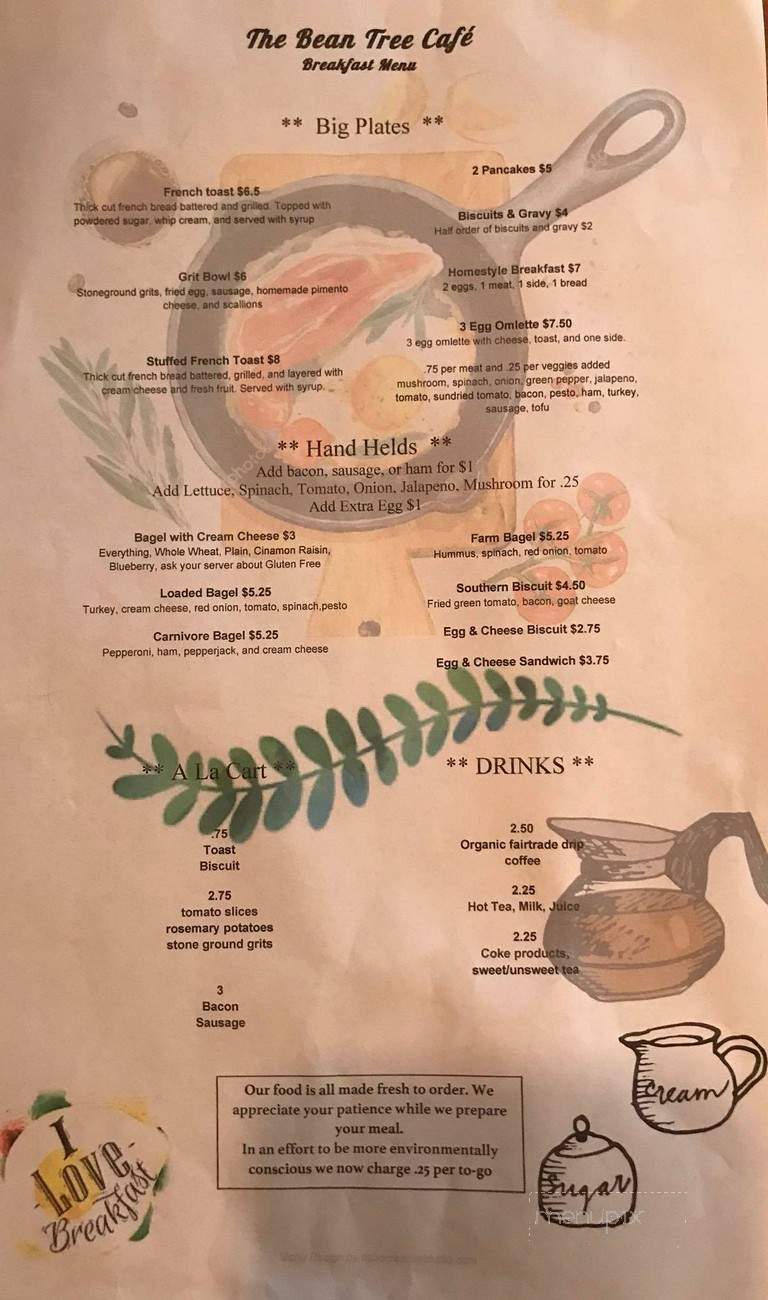 The Beantrees Cafe' - Hartford, TN menu_pic