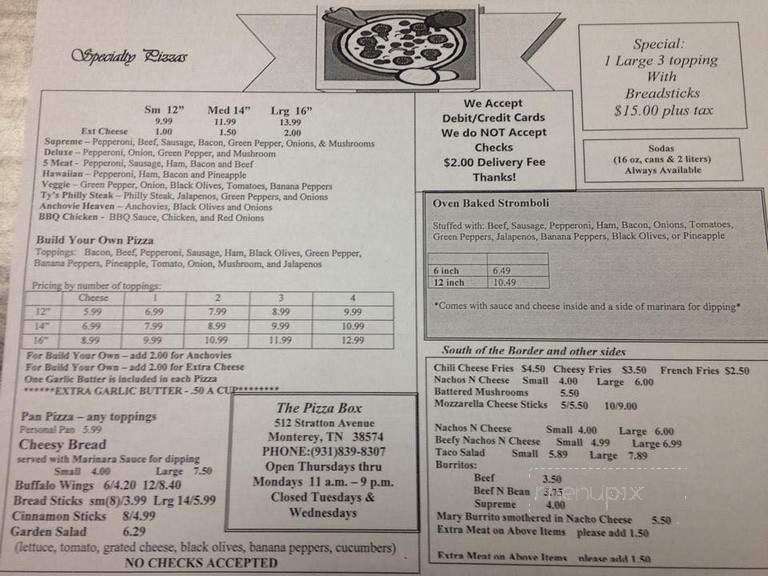Pizza Box - Monterey, TN menu_pic