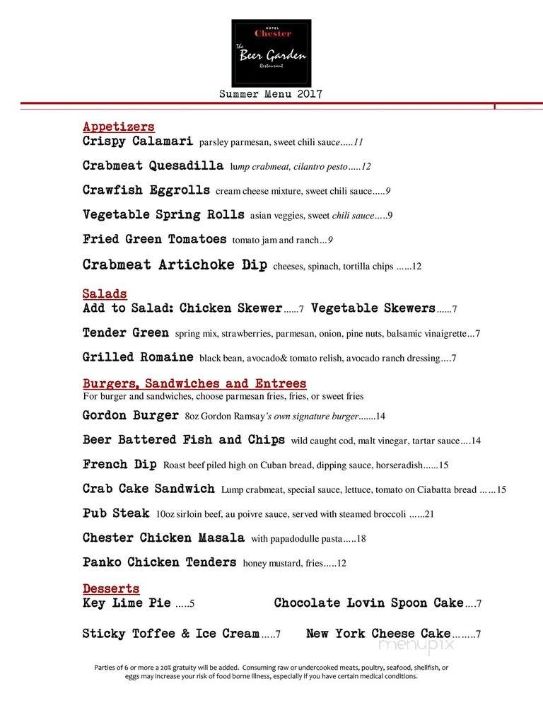 The Beer Garden - Starkville, MS menu_pic