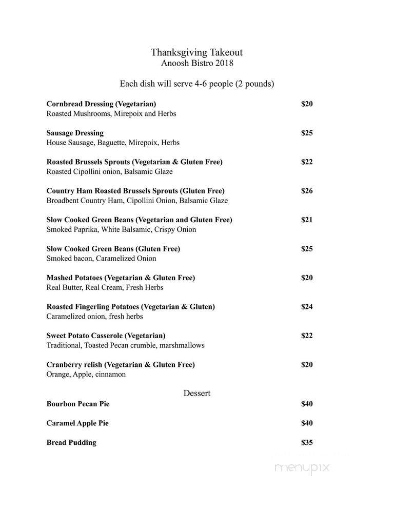 Anoosh's Bistro - Windy Hills, KY menu_pic