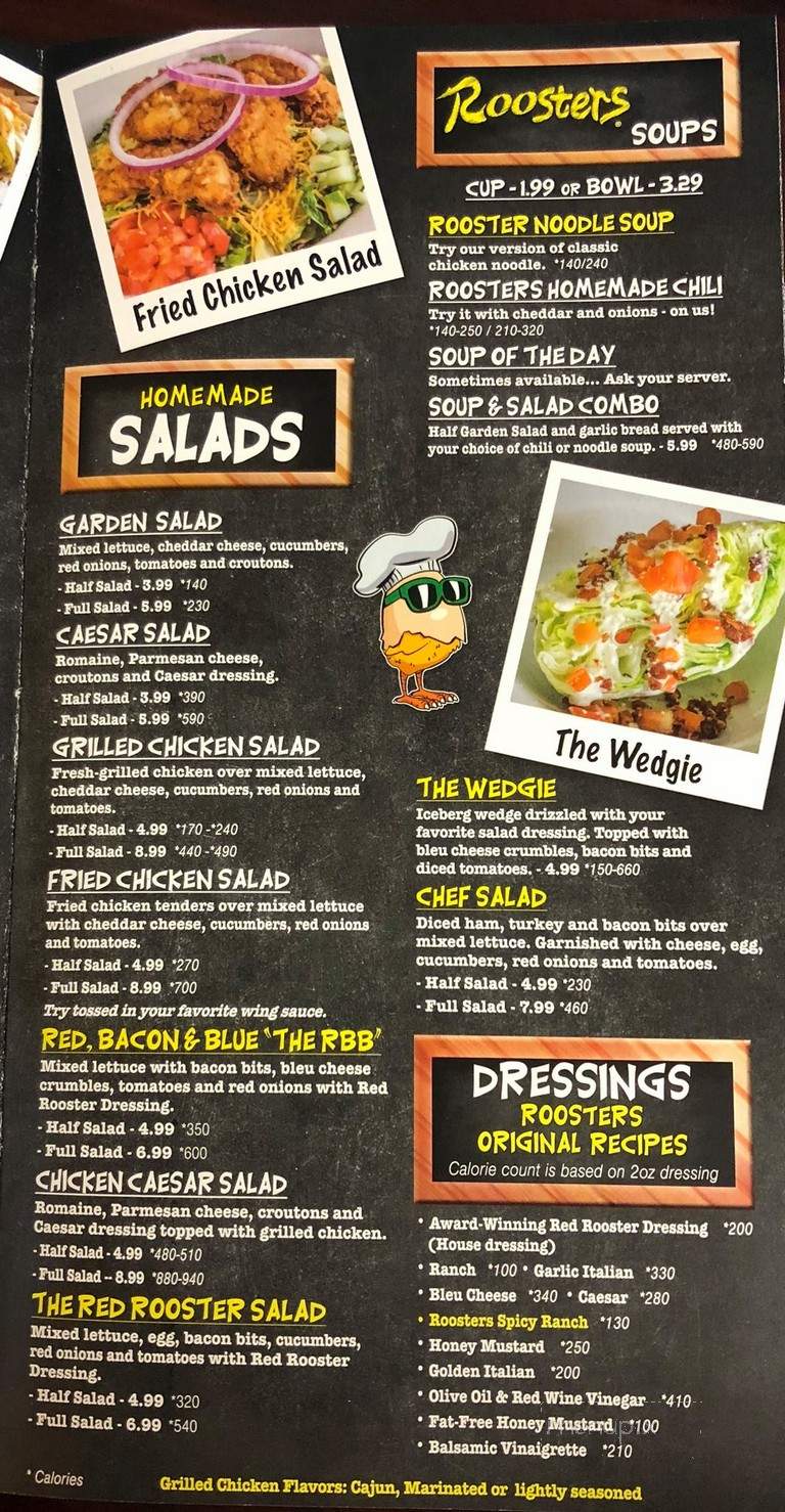 the stuffed rooster menu