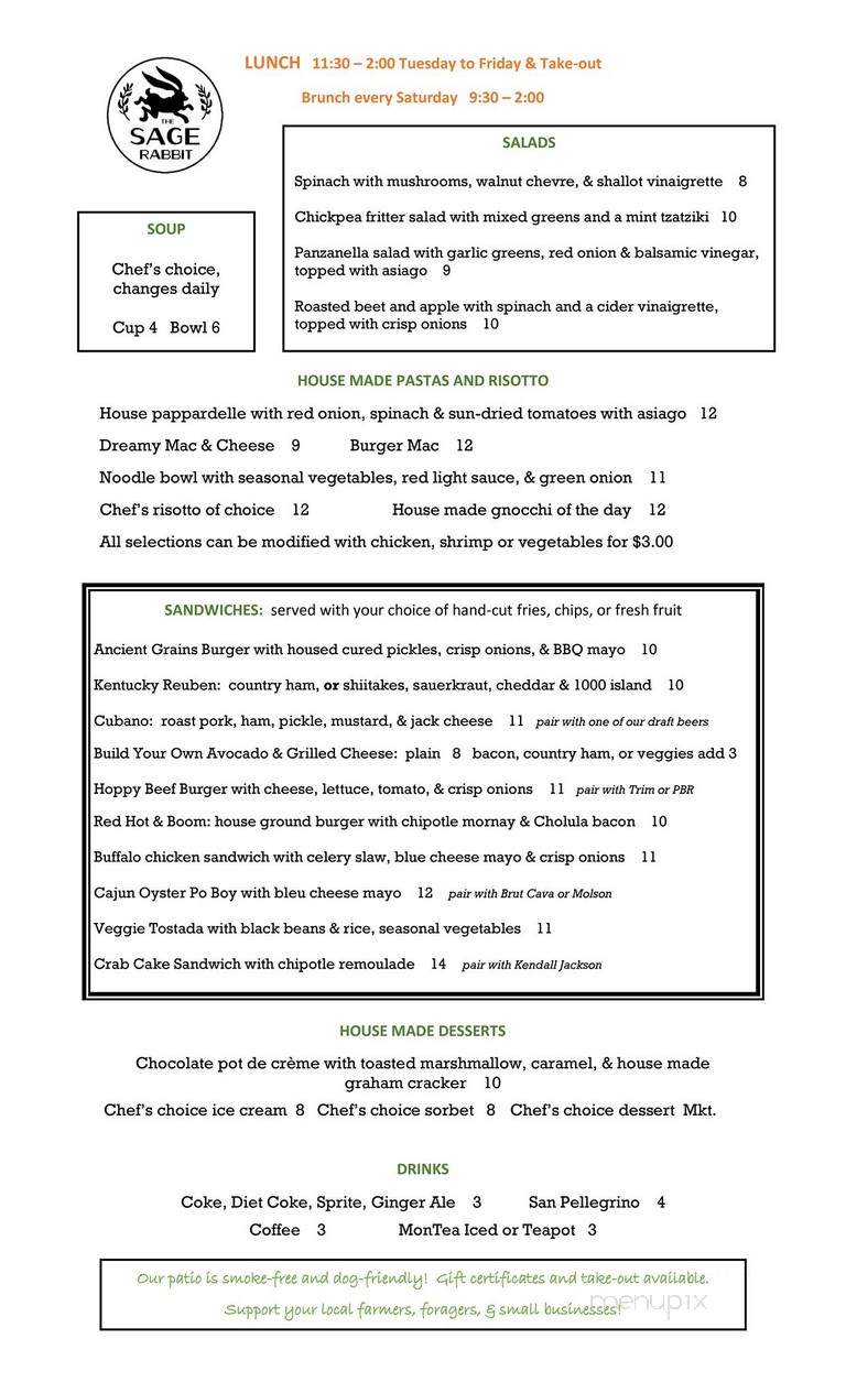The Sage Rabbit - Lexington, KY menu_pic
