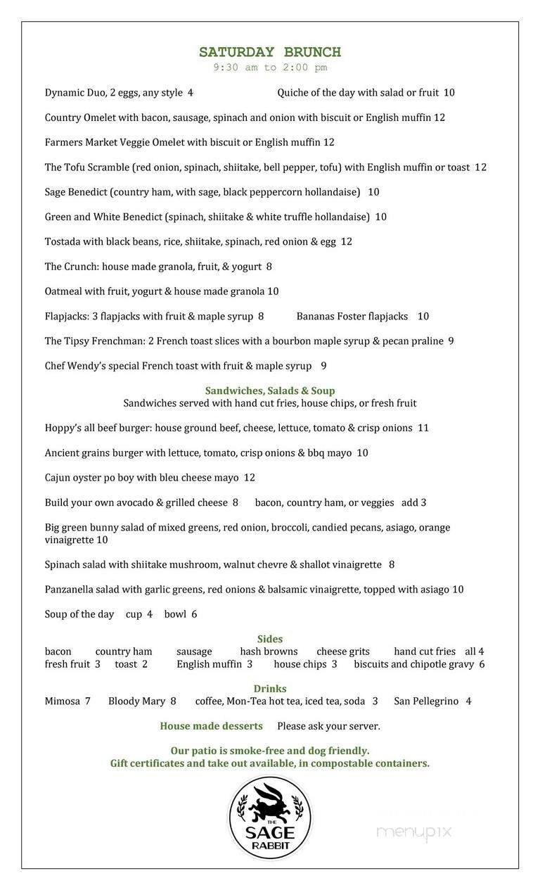 The Sage Rabbit - Lexington, KY menu_pic