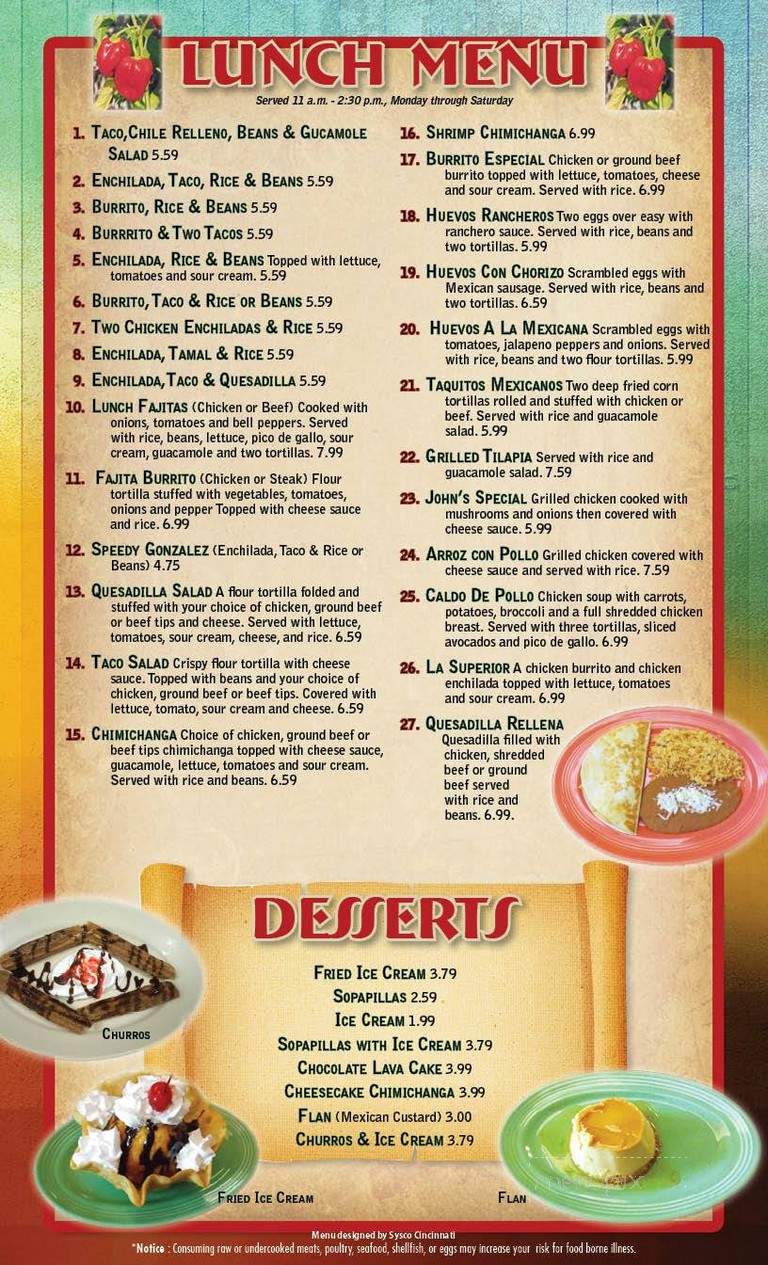 El Ranchero - Fort Wright, KY menu_pic