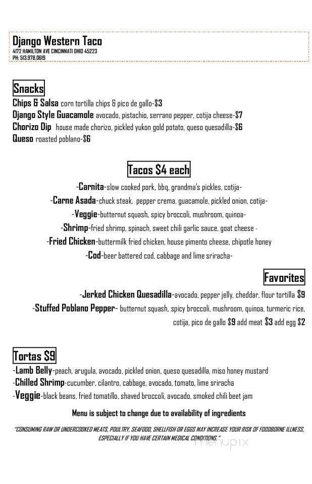 Django Western Taco - Cincinnati, OH menu_pic