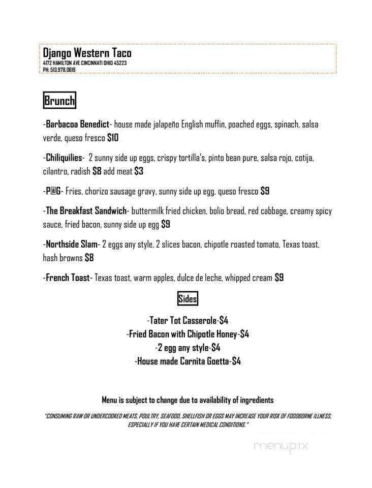 Django Western Taco - Cincinnati, OH menu_pic