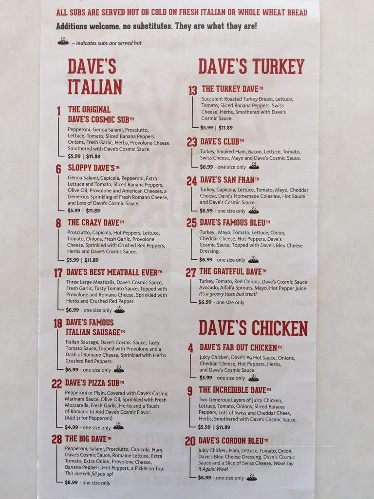 Daves Cosmic Subs - Willoughby, OH menu_pic