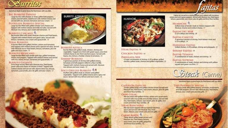 Tres Potrillos - Medina, OH menu_pic