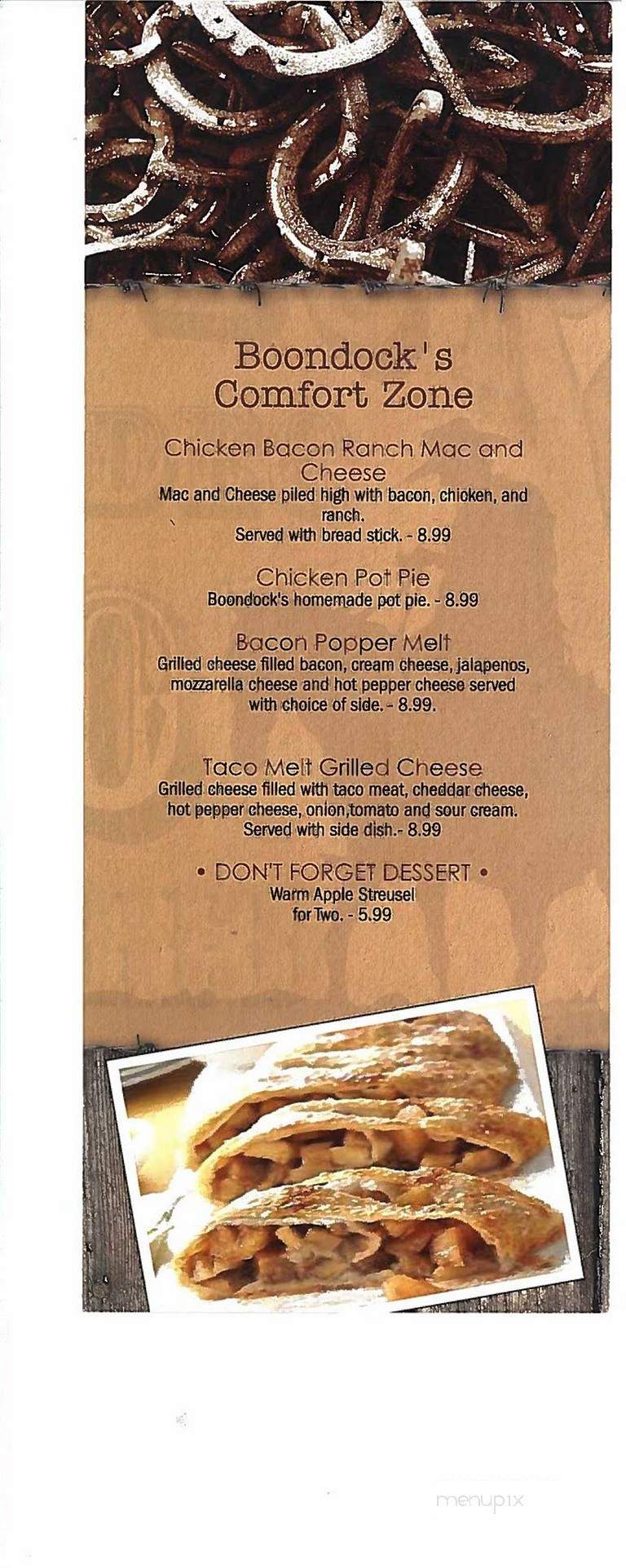 Boondocks Restaurant - Cardington, OH menu_pic