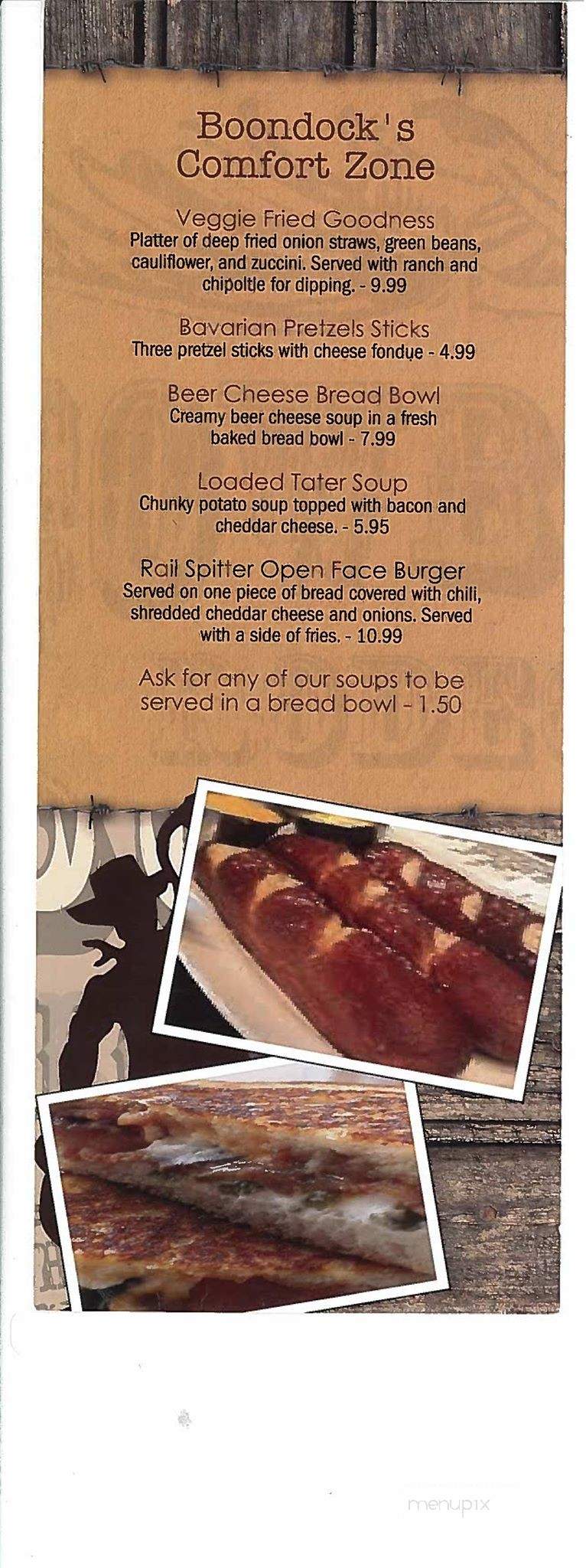 Boondocks Restaurant - Cardington, OH menu_pic